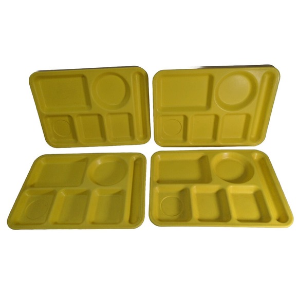 4 Vintage Arrowhead Stack Lunch cafeteria Trays USA MADE Cleveland OH Yellow - Picture 1 of 10